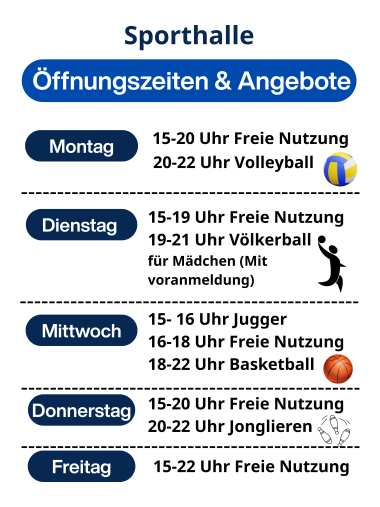 Öffnungszeiten und Angebote der Sporthalle von Don Bosco Regensburg