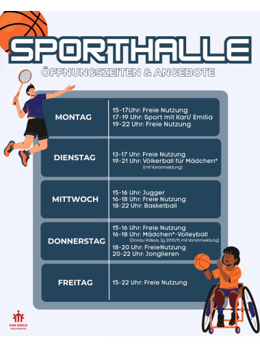 &Ouml;ffnungszeiten und Angebote der Mehrzweckhalle von Don Bosco Regensburg