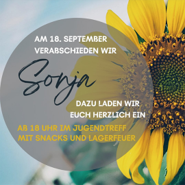 Am 18.09.2024 verabschieden wir Sonja aus dem Jugendtreff Don Bosco Regensburg