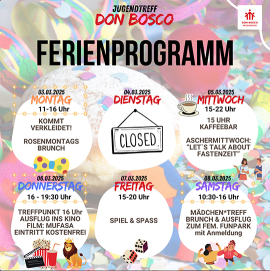 Programm für die Faschingsferien 2025 im Jugendtreff Don Bosco Regensburg
