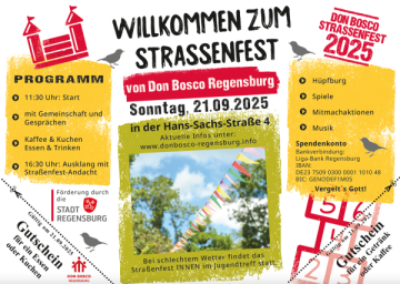 Einladung zum Straßenfest bei Don Bosco Regensburg am 21. September 2025