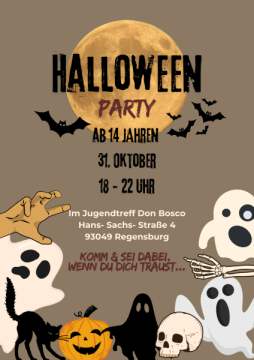 Halloweenparty für alle ab 14 Jahren am 31.10.25  im Don Bosco Jugendtreff Regensburg
