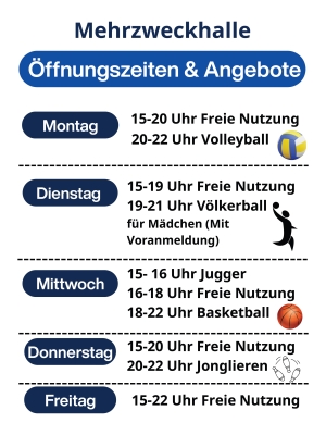 &Ouml;ffnungszeiten und Angebote der Mehrzweckhalle von Don Bosco Regensburg