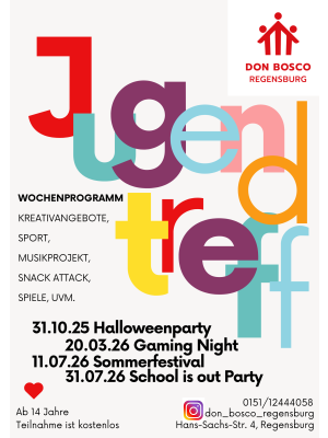 Programm f&uuml;r den  Jugendtreff Don Bosco Regensburg