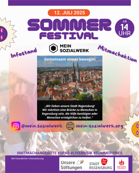 Das Sozialwerk ist mit nfostand und Mitmachaktion beim Sommerfestival von Don Bosco dabei