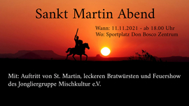 Einladung zum Martinsfest am 11.11.2021 im Don Bosco Zentrum Regensburg