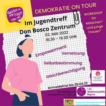 Einladung zum Workshop "Demokratie on Tour" für Mädchen am 02.05.22