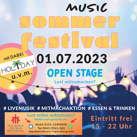 Livemusik und Open Stage: Sommerfestival am 01.Juli 2023 im Don Bosco Zentrum Regensburg